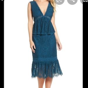 FoxieDox Teal/Turquoise Lace Midi Dress